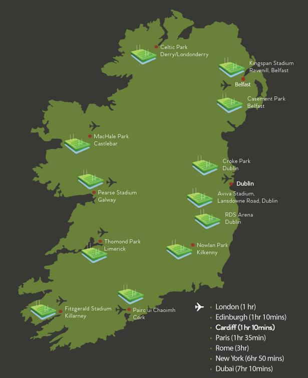 Map Of Ireland Stadiums Stadium Locations And List Of Stadiums Of Ireland