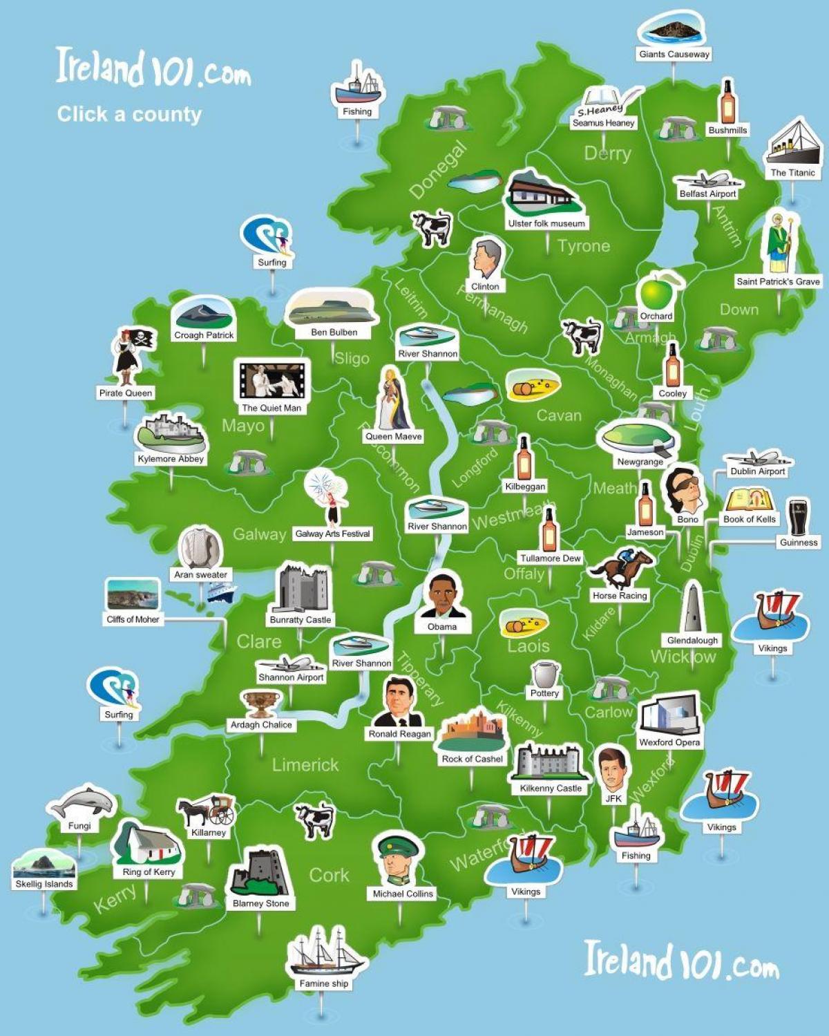 Ireland tourist attractions map